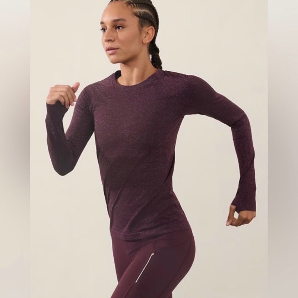 Athleta Momentum Seamless Top NEW with tags Size XS Spiced Cabernet Shine